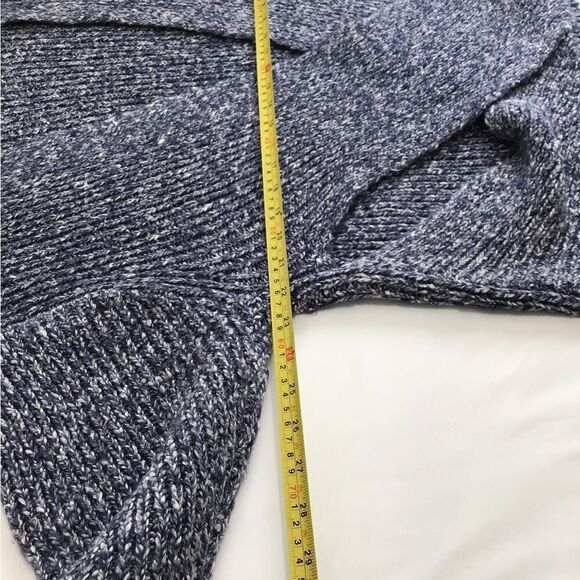 Wildfox Drew Oversize Herringbone Open V Chunky Sweater Blue White Size Small - Picture 13 of 13